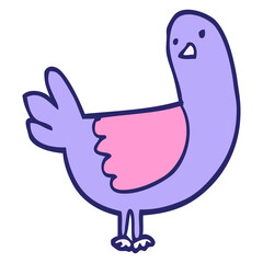 cartoon pigeon in bright neon color