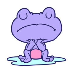 cartoon frog in puddle in bright neon color