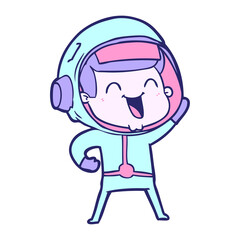 happy cartoon astronaut in bright neon color