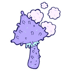 cartoon weird mushroom in bright neon color