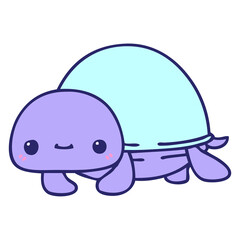 hand drawn quirky cartoon turtle in bright neon color
