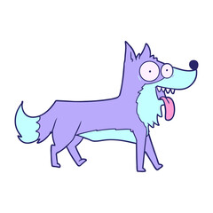 cartoon happy dog in bright neon color