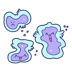 cartoon cells in bright neon color