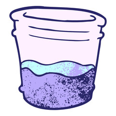 cartoon doodle glass of drink in bright neon color