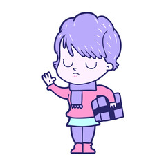 cartoon woman in bright neon color