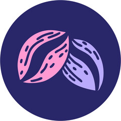 iconic tattoo style image of coffee beans in bright neon color