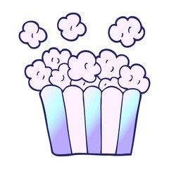 cartoon doodle popcorn in bright neon color