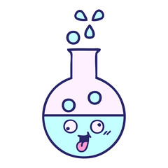 cute cartoon of a test tube in bright neon color