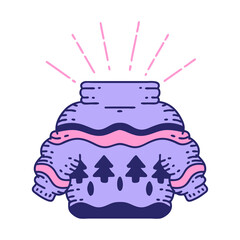 illustration of a traditional tattoo style christmas jumper in bright neon color