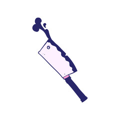 cartoon meat cleaver in bright neon color