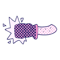 cartoon doodle punch in bright neon color