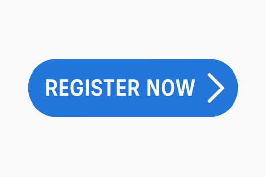 Register Now Button Vector. Blue Rounded Web Button with Register Now Text and Arrow Icon. Modern UI Element for Website, App, Online Form, Call to Action, Signup, Registration Concept