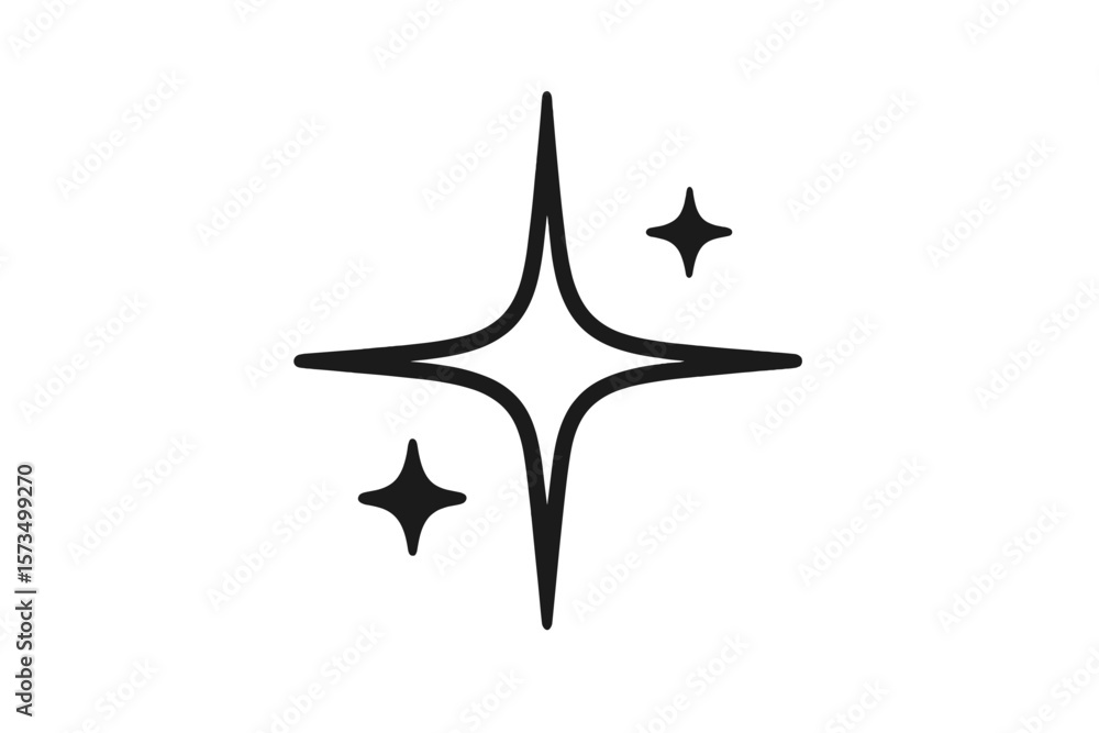 Poster minimalist black star sparkle icon. clean geometric starburst symbol. modern shining twinkle element