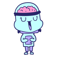 happy cartoon robot in bright neon color