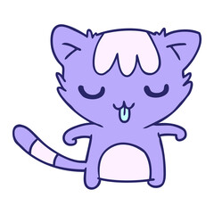 cartoon illustration of a kawaii cute racoon in bright neon color