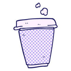 cartoon doodle coffee cup in bright neon color