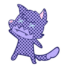 cartoon cross eyed fox in bright neon color