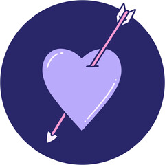 iconic tattoo style image of an arrow and heart in bright neon color