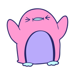 Cartoon Robin in bright neon color