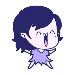 cute cartoon happy vampire girl in bright neon color