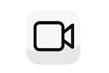 Video Camera Icon, Minimalist Line Art, App Button, Website UI, Vector Symbol, Black Outline, Media Recording, Modern Design, Transparent Background, Digital Communication
