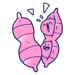 cartoon peanuts in bright neon color