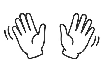 Waving hand gesture icon. Hello hi bye symbol. Welcome and goodbye sign. Outline vector illustration. Simple minimal cartoon doodle pictogram for web app design. Greet.