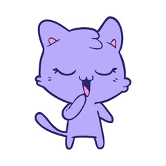 happy cartoon cat in bright neon color
