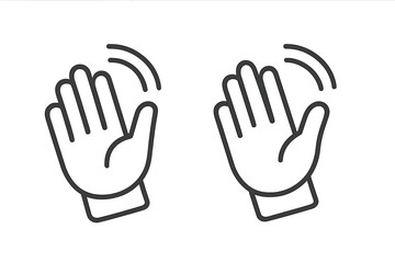 Waving hand gesture icon set. Hello, hi or bye symbol. Welcome or goodbye sign. Simple minimal outline vector illustration for web, app, ui. Palm waving gesture concept.