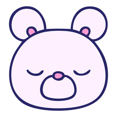 hand drawn quirky cartoon bear in bright neon color