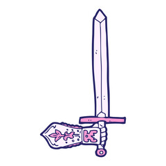 cartoon sword and hand in bright neon color