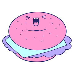 cartoon bagel in bright neon color