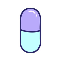 tattoo in traditional style of a pill in bright neon color