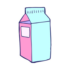 cartoon milk carton in bright neon color