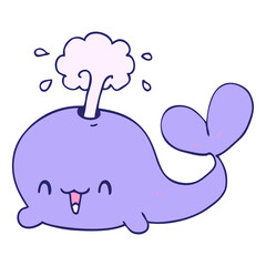cartoon whale in bright neon color