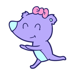 polar bear cartoon in bright neon color