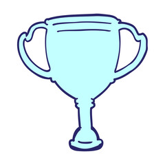 cartoon sports trophy in bright neon color