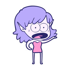 cartoon shocked elf girl in bright neon color