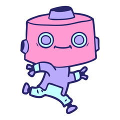 cartoon robot in bright neon color