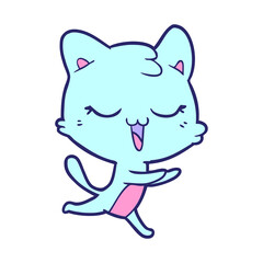 happy cartoon cat in bright neon color