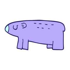 cartoon doodle polar bear in bright neon color