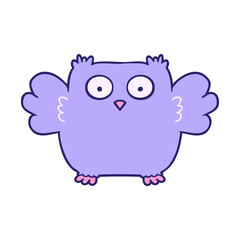 cute cartoon owl in bright neon color