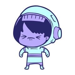 angry cartoon space girl in bright neon color