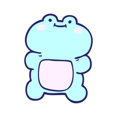cartoon doodle frog in bright neon color
