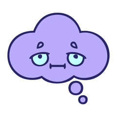 gradient shaded cartoon of a thought bubble in bright neon color