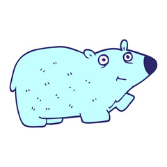 cartoon doodle polar bear in bright neon color