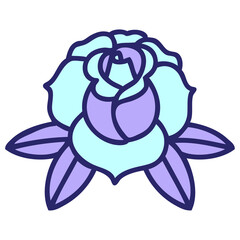 tattoo in traditional style of a flower in bright neon color