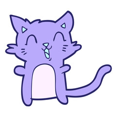 Obraz premium cartoon happy cat in bright neon color