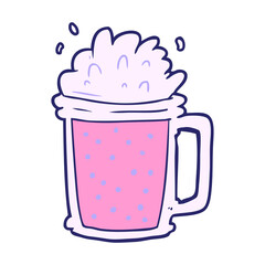 cartoon pint of ale in bright neon color