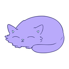 cartoon cat sleeping in bright neon color